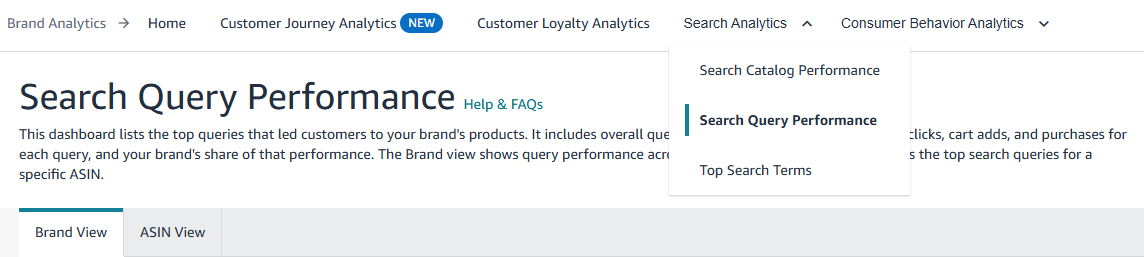 Brand Analytics Search Query Performance Report configuration